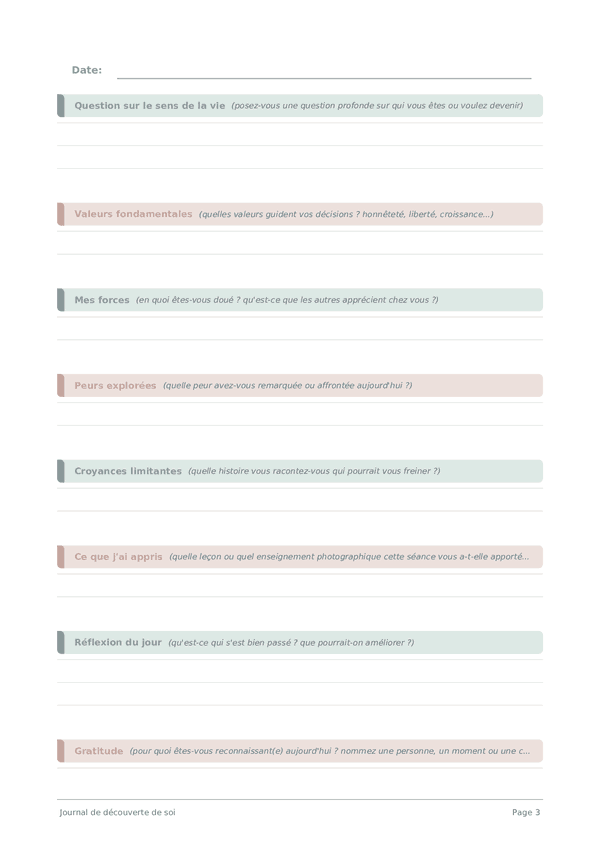 Journal de découverte de soi