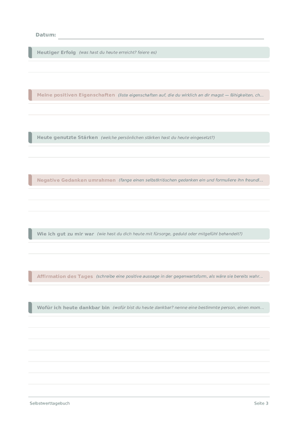 Selbstwerttagebuch