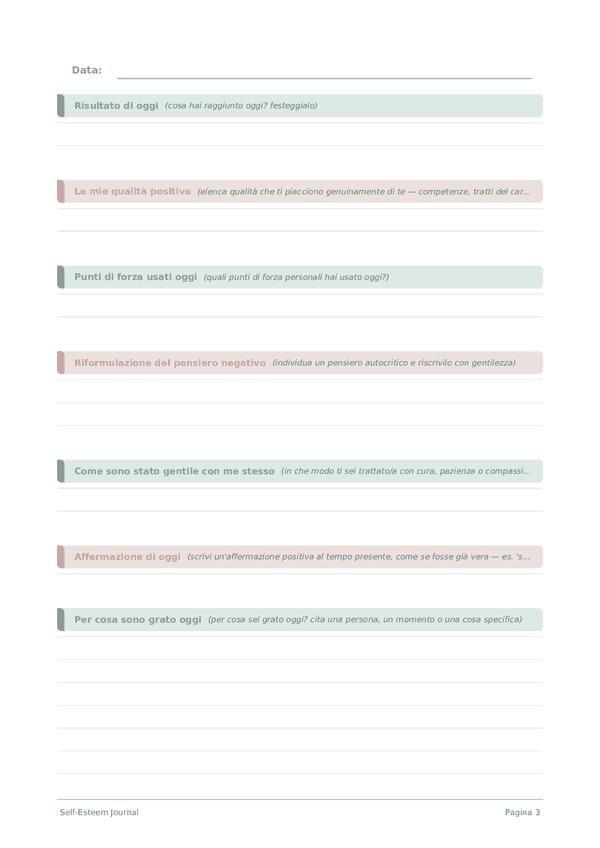 Self-Esteem Journal — anteprima pagina