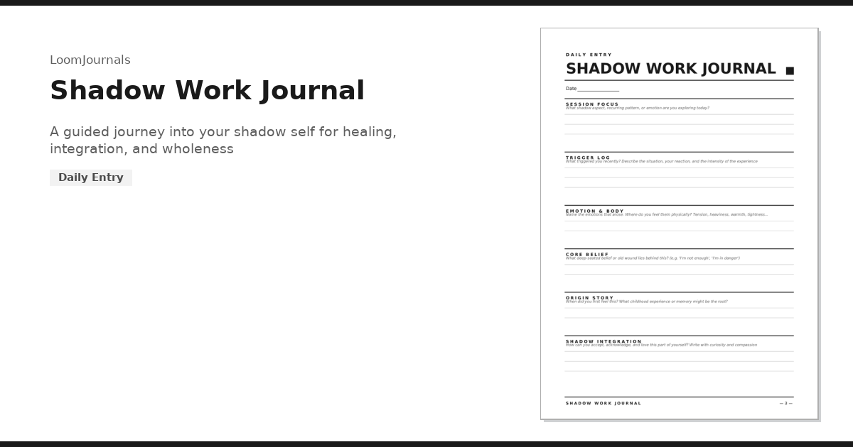 Free Printable “Shadow Work Journal” Template in PDF Format — LoomJournals