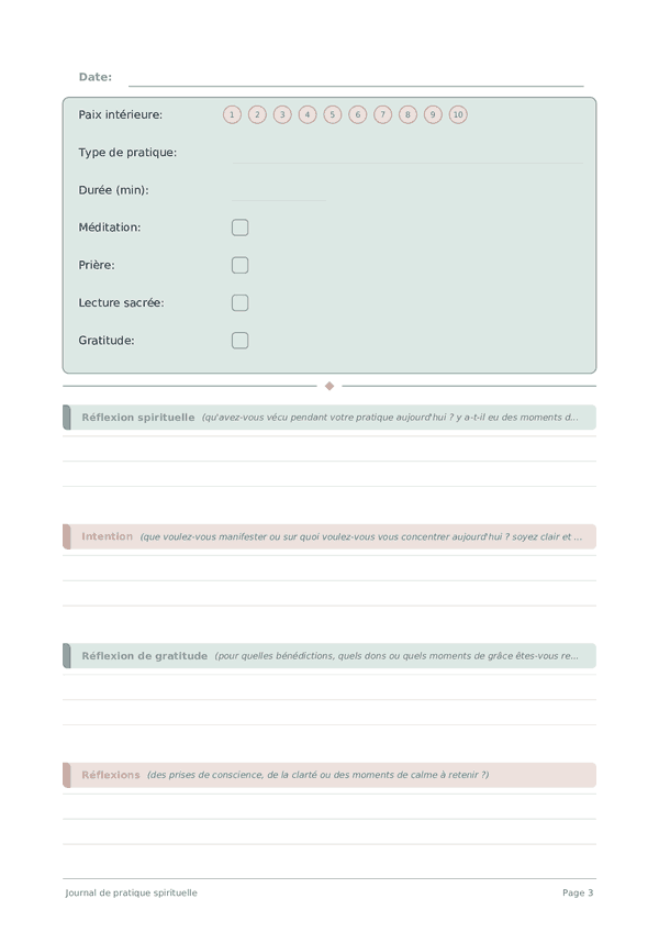 Journal de pratique spirituelle
