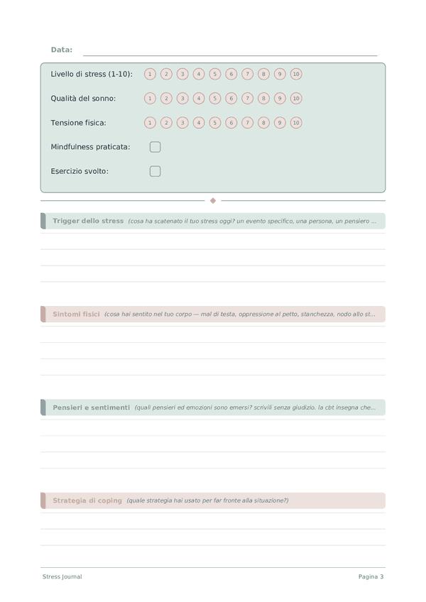 Stress Journal — anteprima pagina