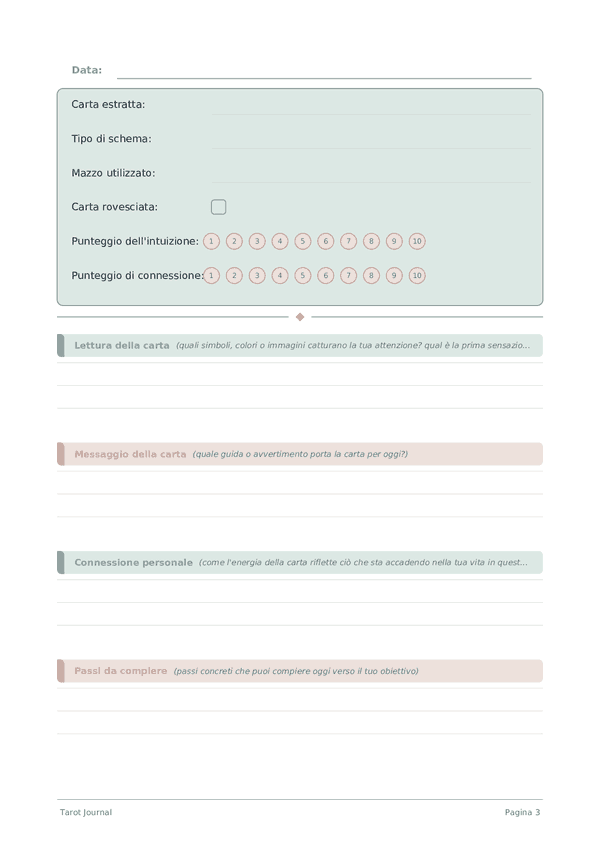 Tarot Journal — anteprima pagina