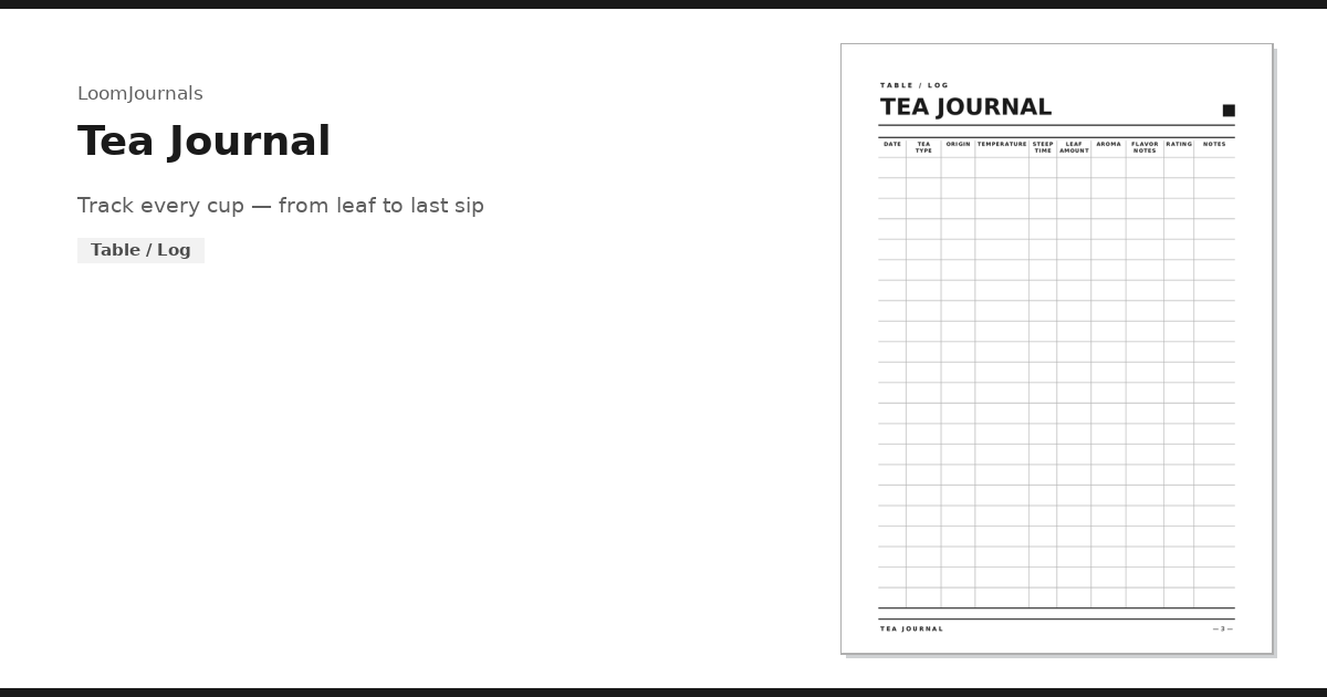 Tea Journal.pdf Free Printable “Tea Journal” Template in PDF Format — LoomJournals