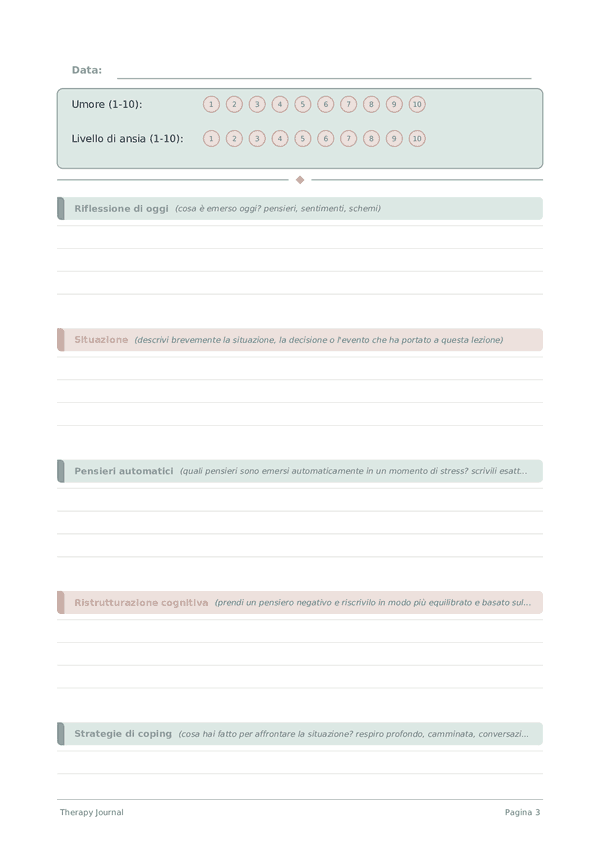 Therapy Journal — anteprima pagina