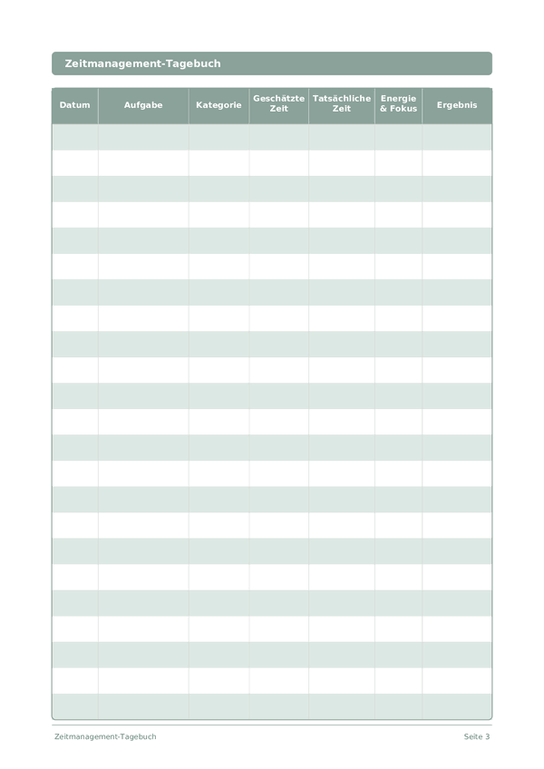 Zeitmanagement-Tagebuch