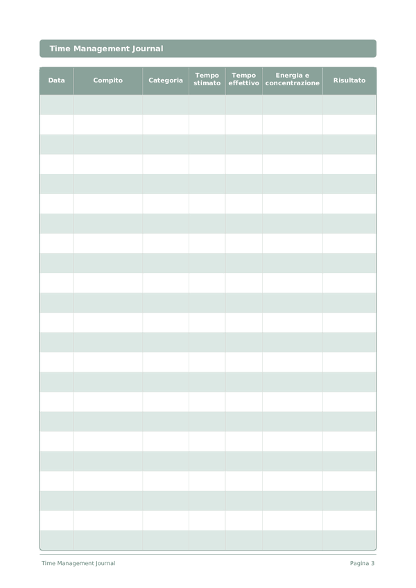 Time Management Journal — anteprima pagina