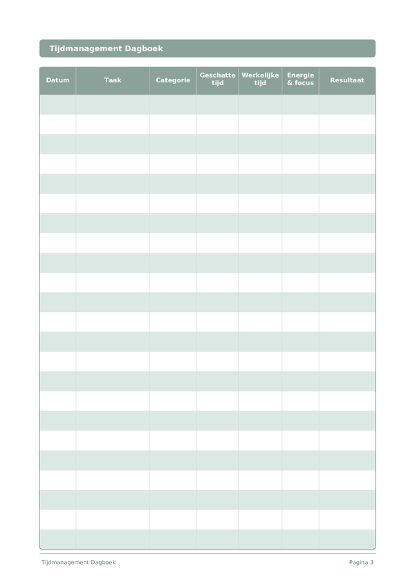 Tijdmanagement Dagboek