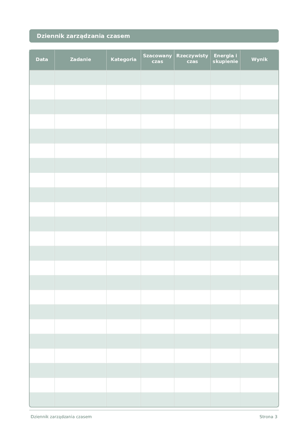 Dziennik zarządzania czasem
