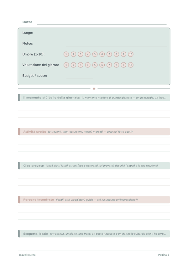 Travel Journal — anteprima pagina
