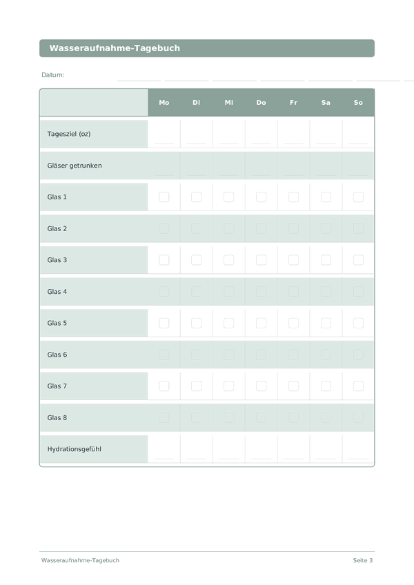 Wasseraufnahme-Tagebuch