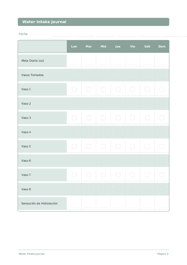 Water Intake Journal