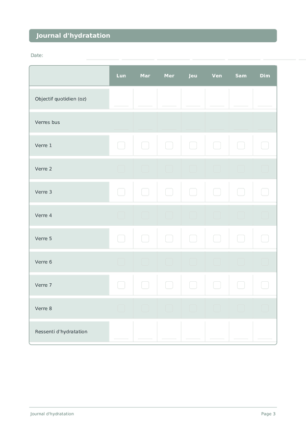 Journal d'hydratation