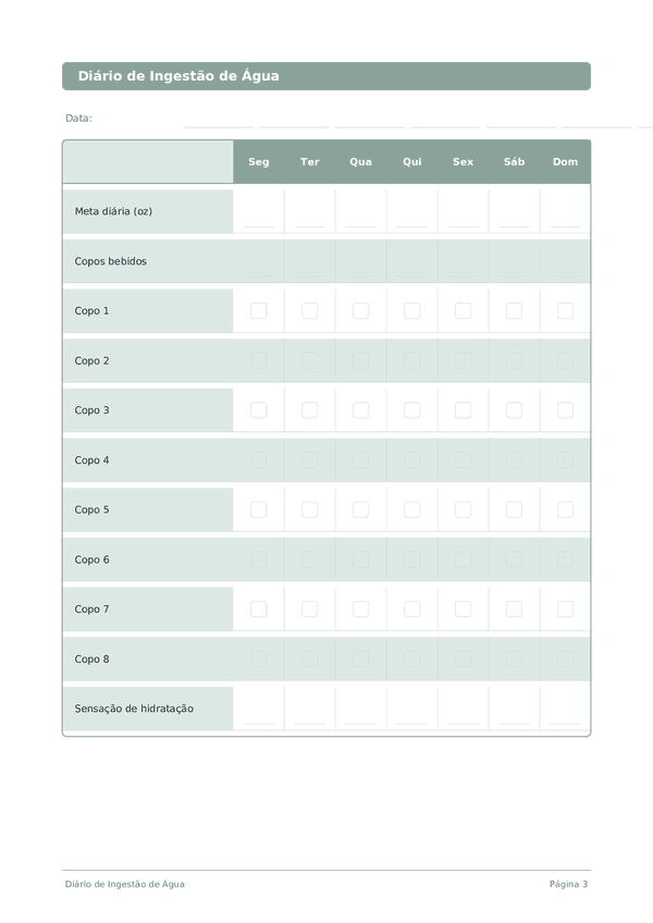 Diário de Ingestão de Água