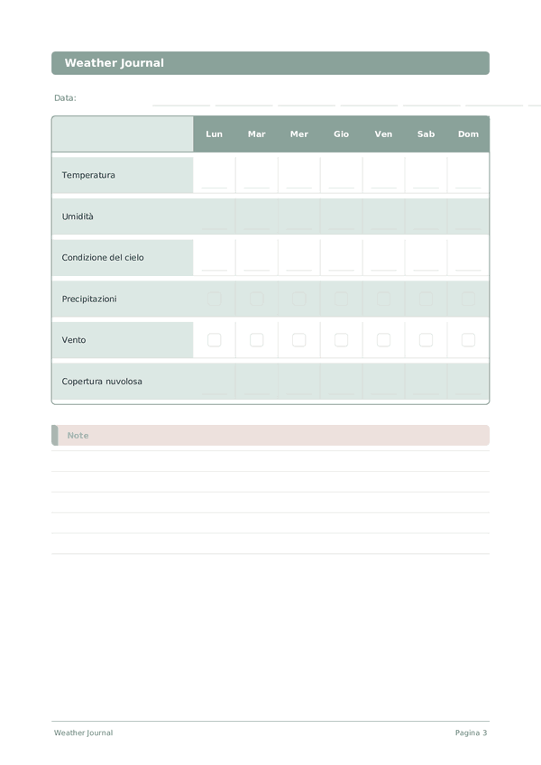 Weather Journal — anteprima pagina