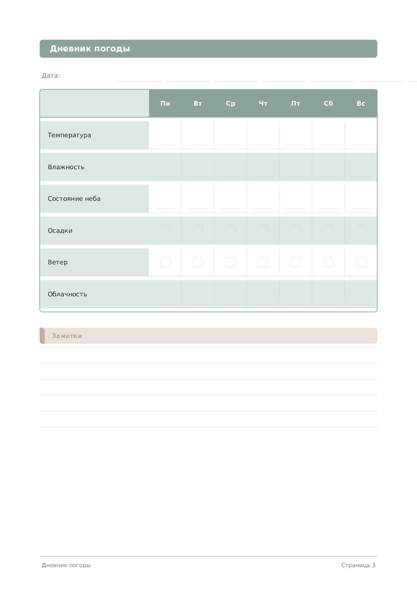 Дневник погоды