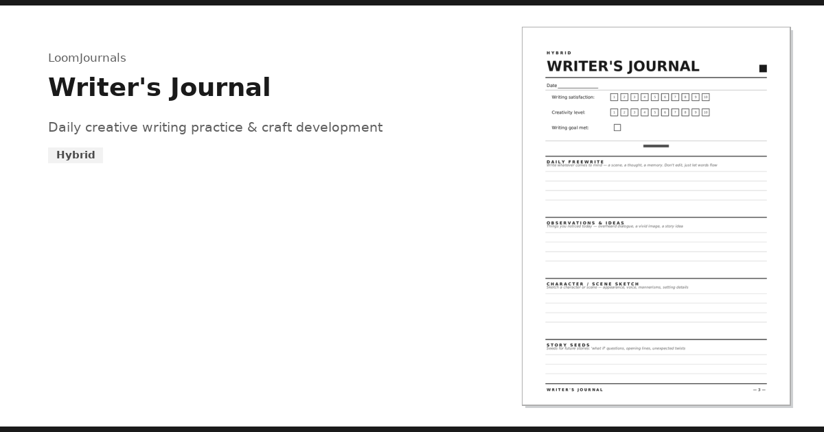 Journal Gcse Writing Layout Free Printable “Writer's Journal” Template in PDF Format — LoomJournals